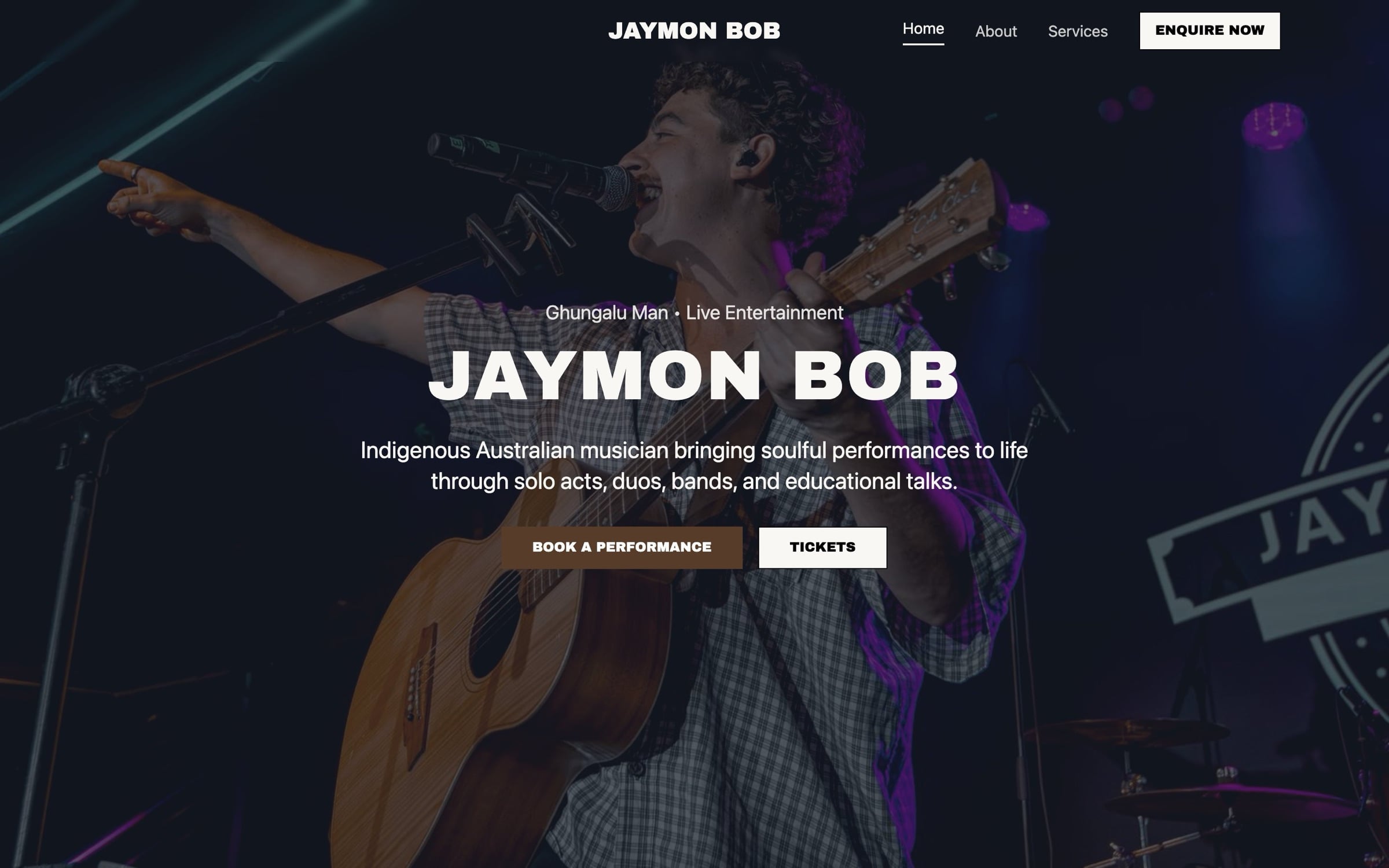The Jaymon Bob website on desktop.